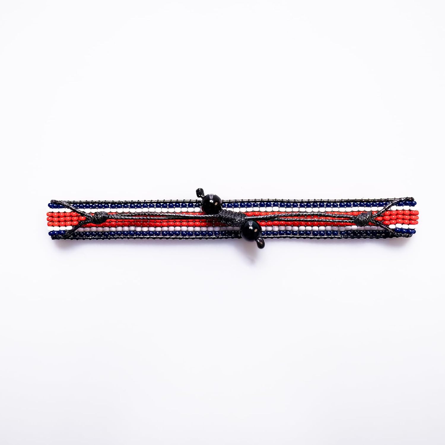 Costa Rica Flag Bracelet: Handmade Bracelet with Adjustable Beaded Wristband