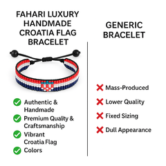 Croatia Flag Bracelet:  Handmade Bracelet with Adjustable Beaded Wristband