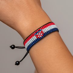 Croatia Flag Bracelet:  Handmade Bracelet with Adjustable Beaded Wristband