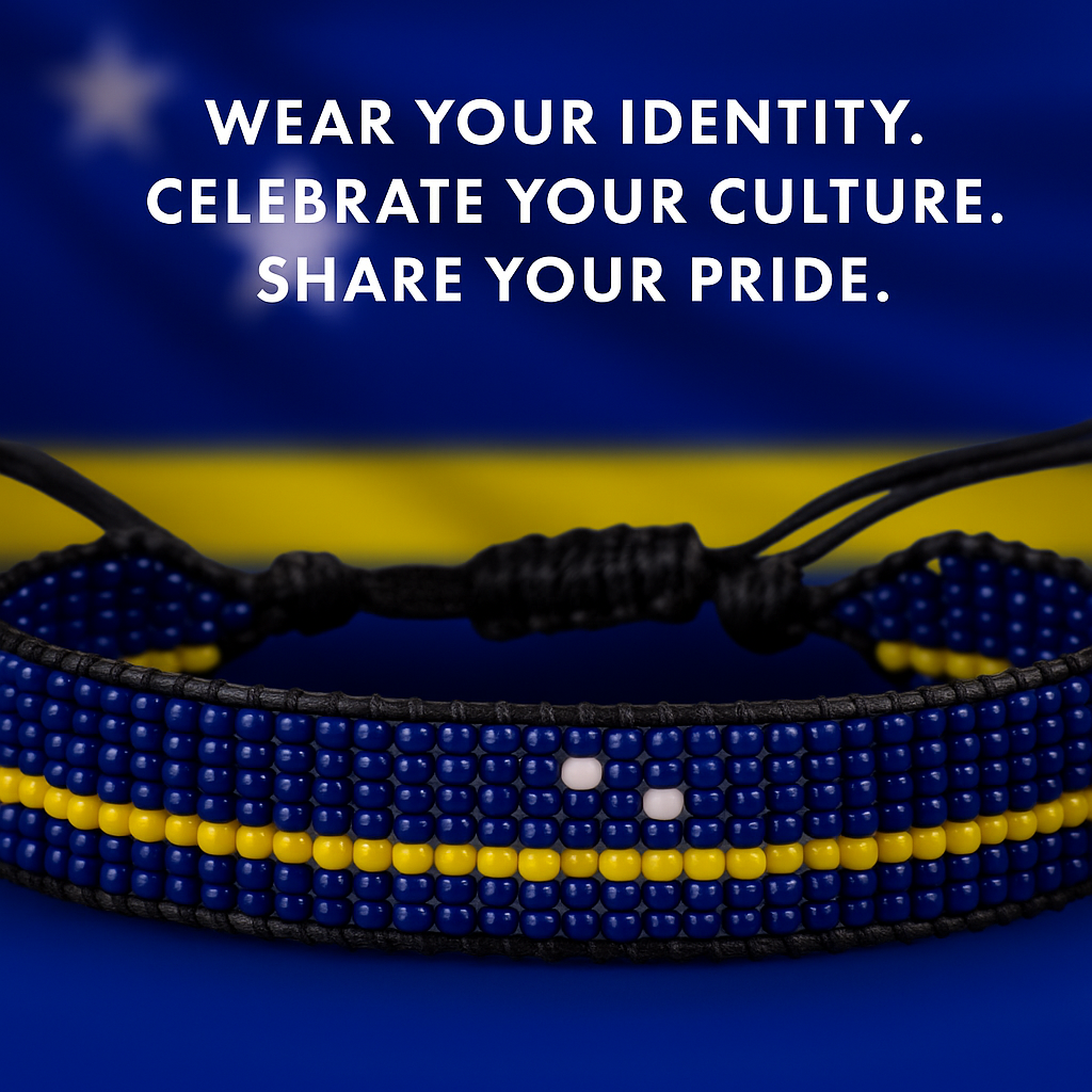 Curaçao Flag Bracelet: Handmade Adjustable Beaded Wristband
