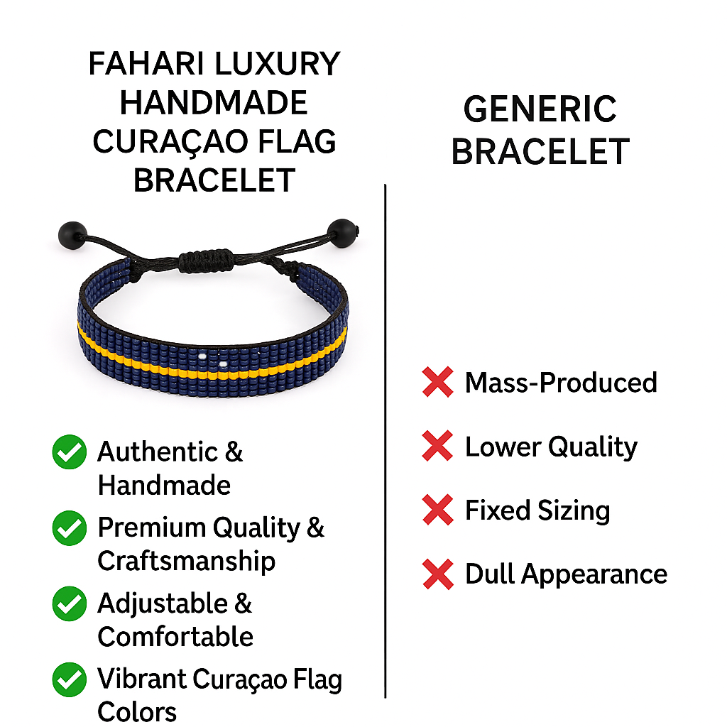 Curaçao Flag Bracelet: Handmade Adjustable Beaded Wristband