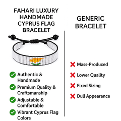 Cyprus Flag Bracelet: Handmade Adjustable Beaded Wristband