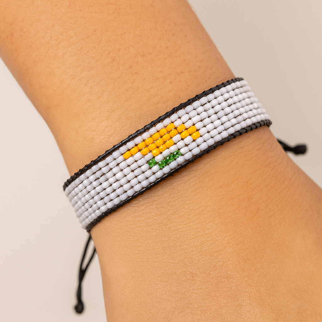 Cyprus Flag Bracelet: Handmade Adjustable Beaded Wristband