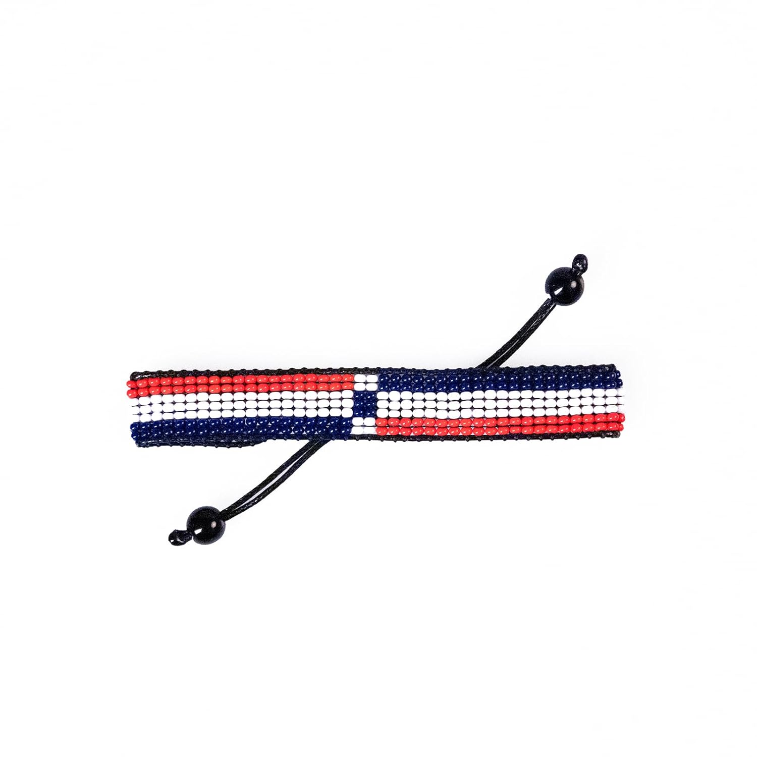 Dominican Republic Flag Bracelet: Handmade Adjustable Beaded Wristband