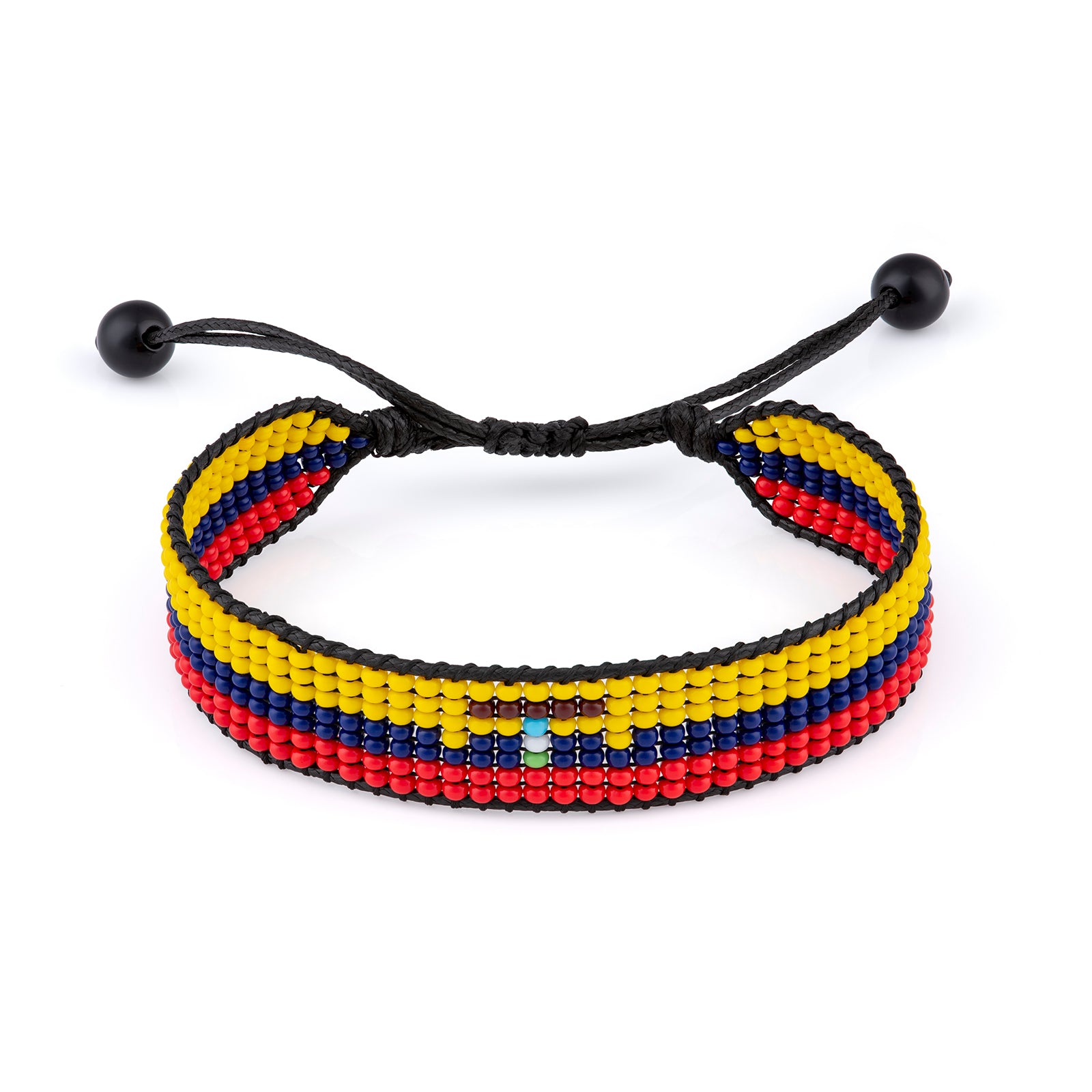 Ecuador Flag Bracelet: Handmade Adjustable Beaded Wristband