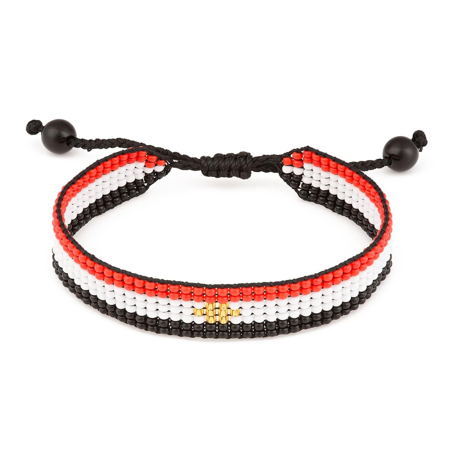Egypt Flag Bracelet: Handmade Adjustable Beaded Wristband