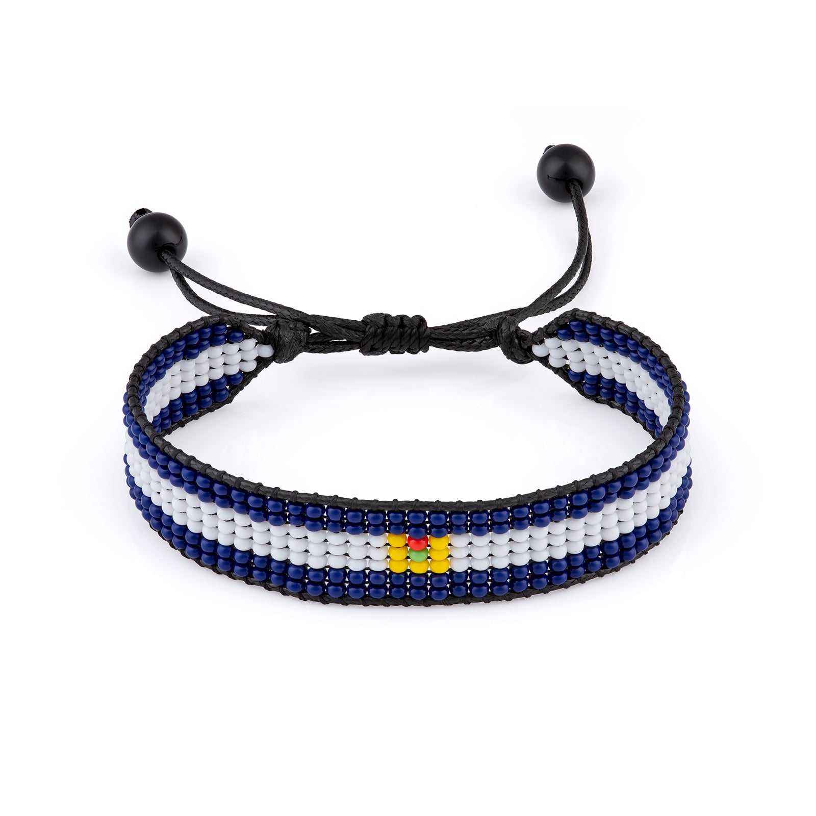 El Salvador Flag Bracelet: Handmade Adjustable Beaded Wristband