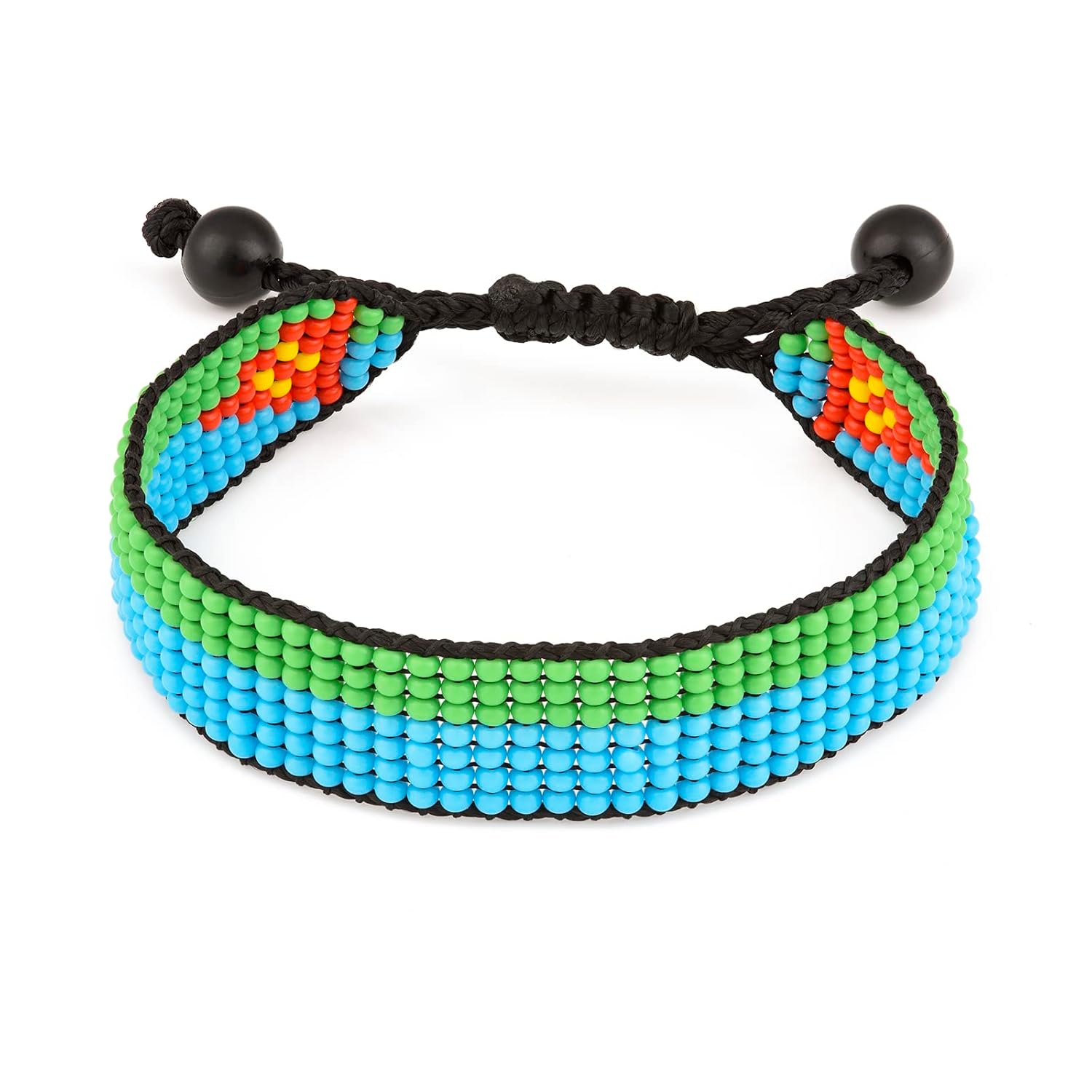 Eritrea Flag Bracelet: Handmade Bracelet, Adjustable Beaded Wristband