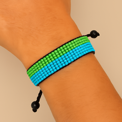 Eritrea Flag Bracelet: Handmade Bracelet, Adjustable Beaded Wristband