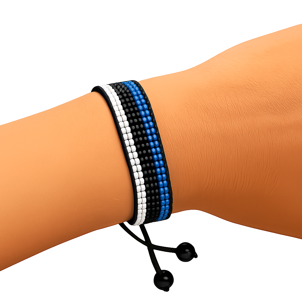 Estonia Flag Bracelet: Handmade Bracelet, Adjustable Beaded Wristband