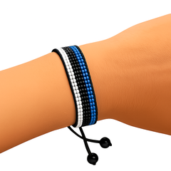 Estonia Flag Bracelet: Handmade Bracelet, Adjustable Beaded Wristband