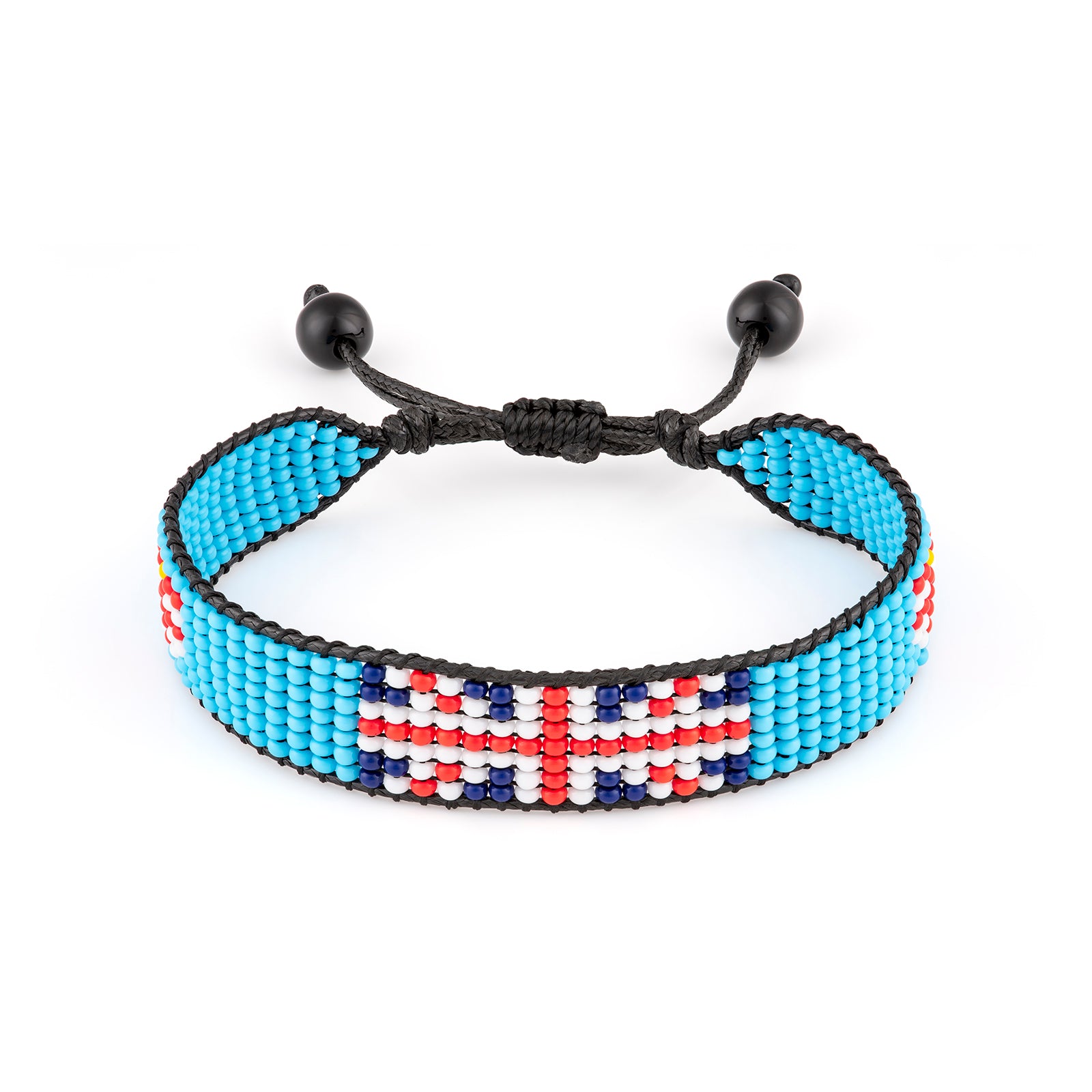 Fiji Flag Bracelet: Handmade Bracelet, Adjustable Beaded Wristband