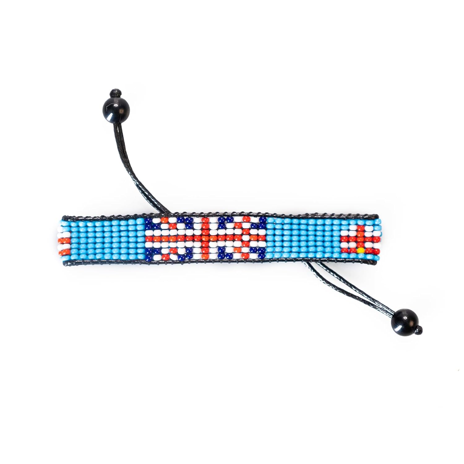 Fiji Flag Bracelet: Handmade Bracelet, Adjustable Beaded Wristband