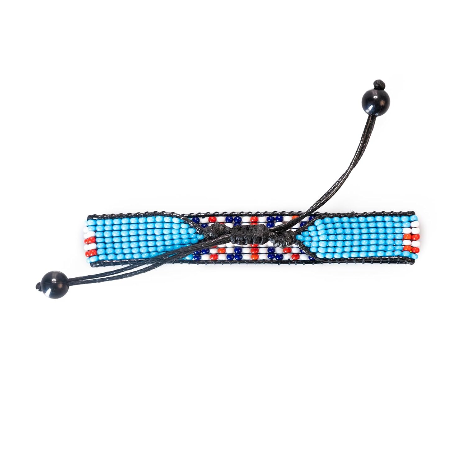 Fiji Flag Bracelet: Handmade Bracelet, Adjustable Beaded Wristband