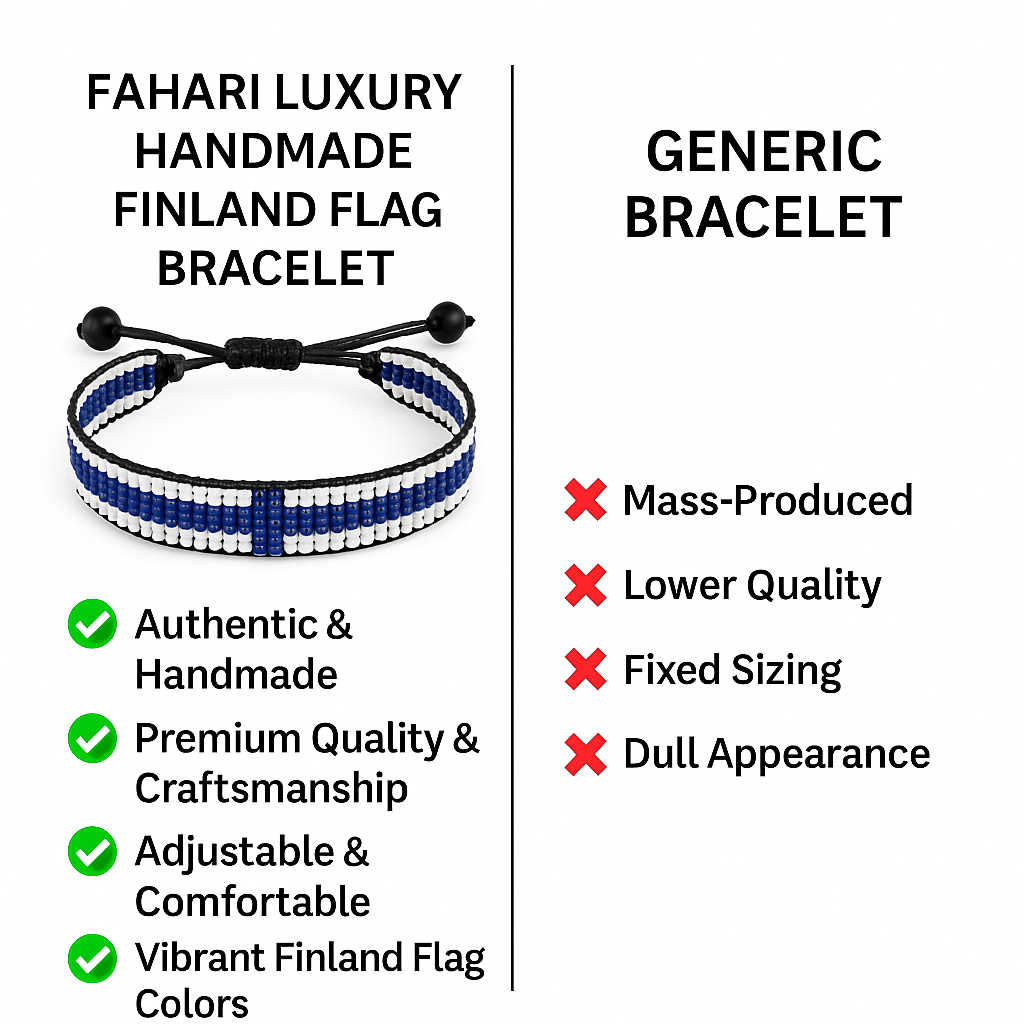 Finland Flag Bracelet: Handmade Bracelet, Adjustable Beaded Wristband