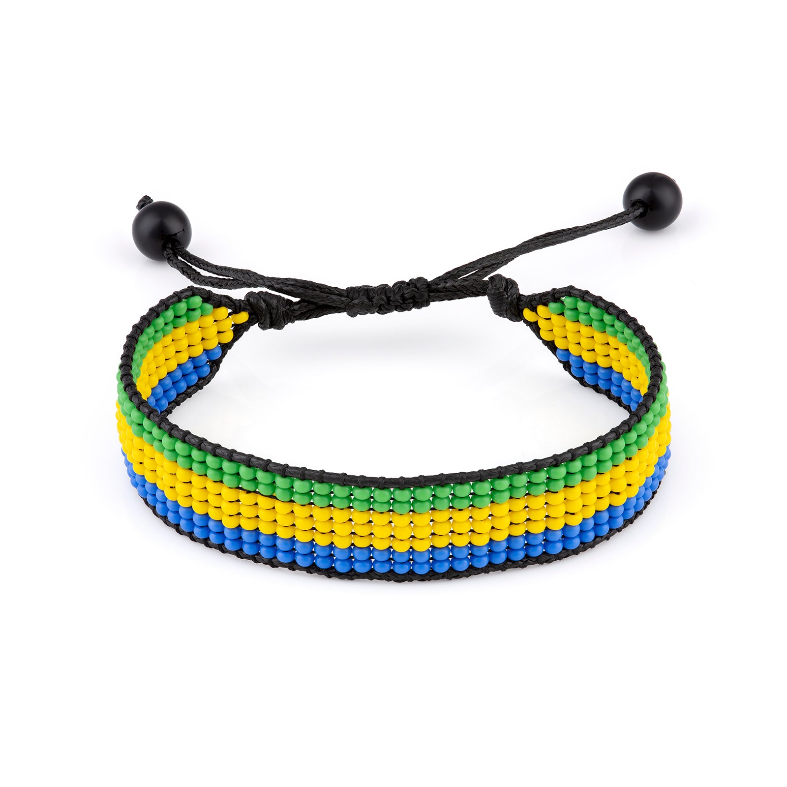 Gabon Flag Bracelet: Handmade Bracelet, Adjustable Beaded Wristband