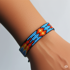 Native America Inspired Beaded Bracelet – Adjustable Handmade Tribal Pattern