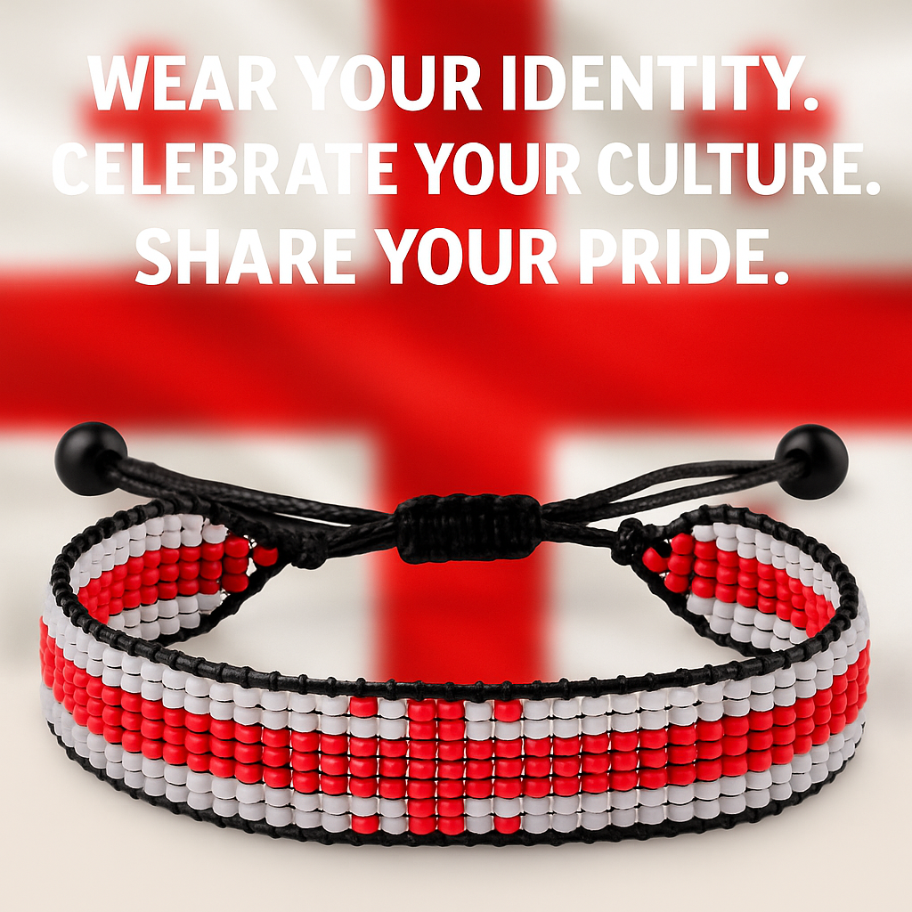 Georgia Flag Bracelet: Handmade Bracelet, Adjustable Beaded Wristband