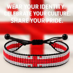 Georgia Flag Bracelet: Handmade Bracelet, Adjustable Beaded Wristband