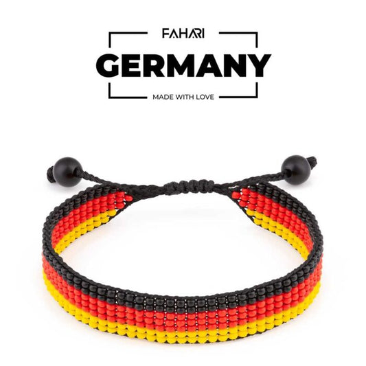 Germany Flag Bracelet: Handmade Bracelet, Adjustable Beaded Boho-Style Rope Bangle with Patriotic Design