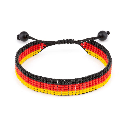 Germany Flag Bracelet: Handmade Bracelet, Adjustable Beaded Boho-Style Rope Bangle with Patriotic Design