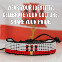 Gibraltar Flag Bracelet: Handmade Bracelet, Adjustable Beaded Wristband