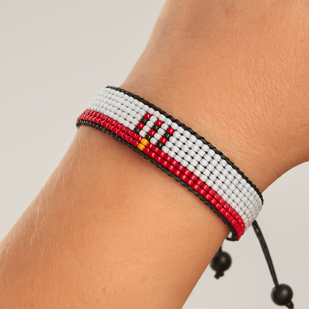 Gibraltar Flag Bracelet: Handmade Bracelet, Adjustable Beaded Wristband