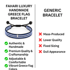 Greece Flag Bracelet: Handmade Bracelet, Adjustable Beaded Wristband