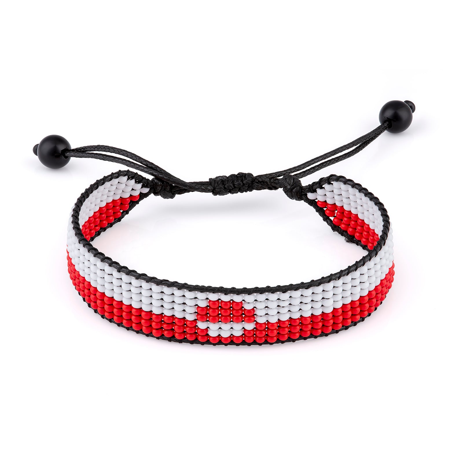 Greenland Flag Bracelet: Handmade Bracelet, Adjustable Beaded Wristband