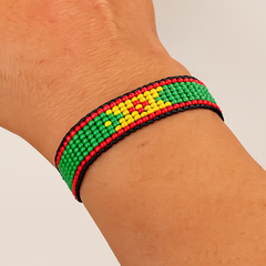 Grenada Flag Bracelet: Handmade Bracelet, Adjustable Beaded Wristband