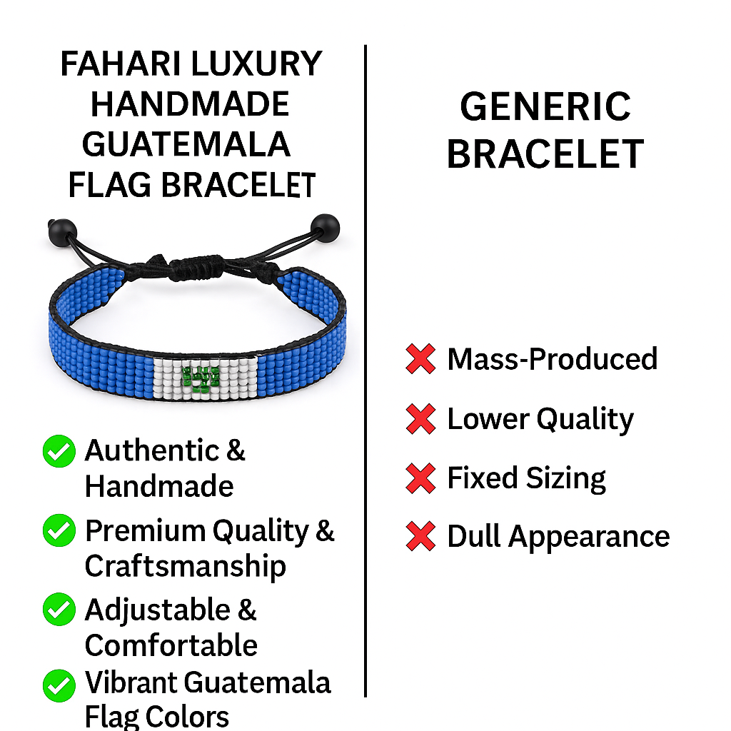 Guatemala Flag Bracelet: Handmade Bracelet, Adjustable Beaded Wristband