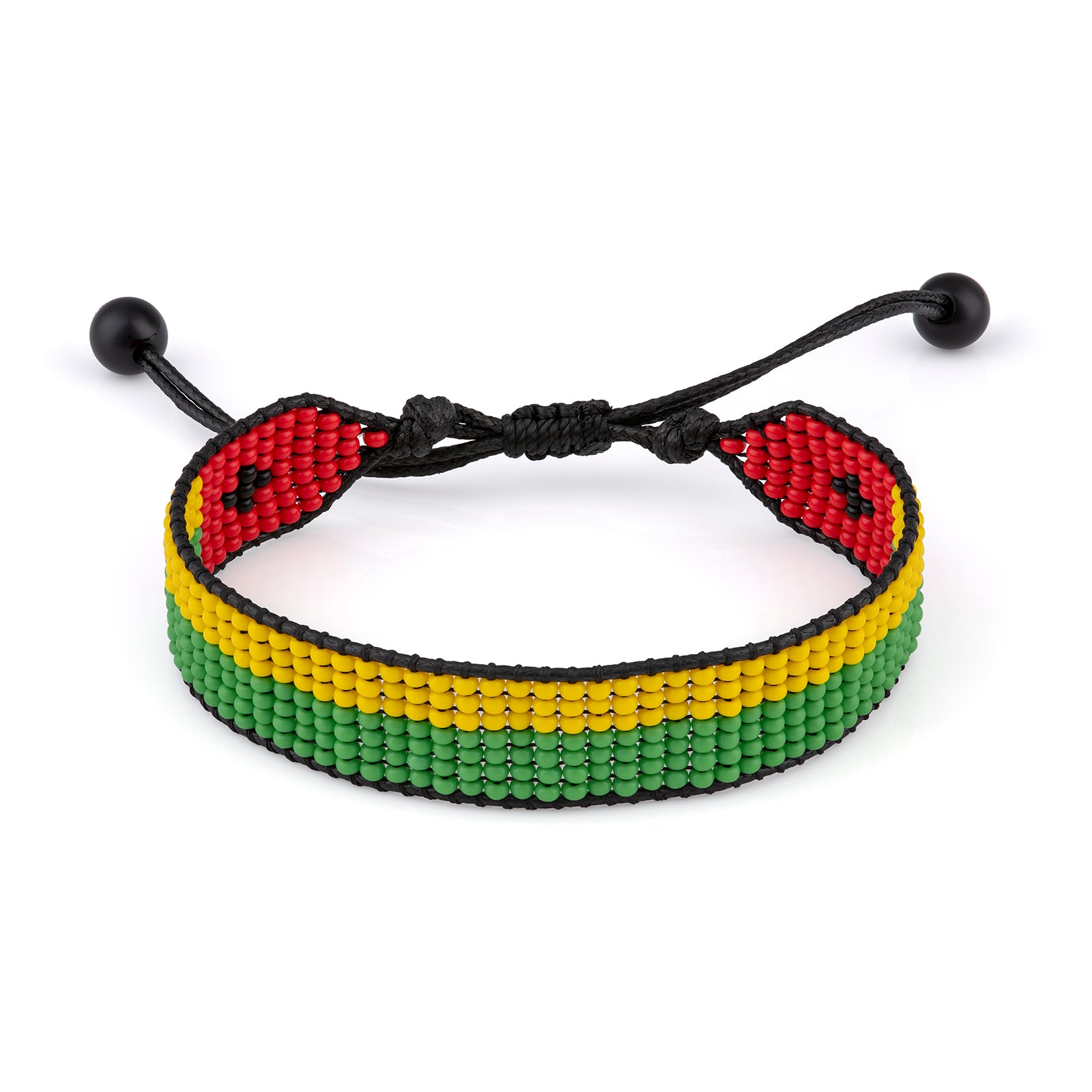 Guinea-Bissau Flag Bracelet:  Handmade Bracelet, Adjustable Beaded Wristband