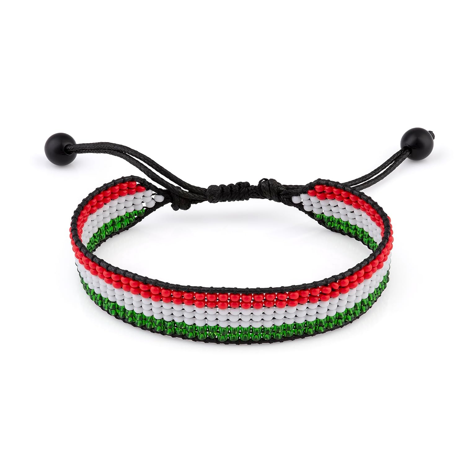 Hungary Flag Bracelet: Handmade Bracelet, Adjustable Beaded Wristband