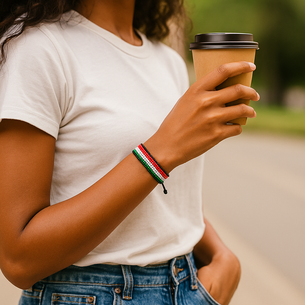 Hungary Flag Bracelet: Handmade Bracelet, Adjustable Beaded Wristband
