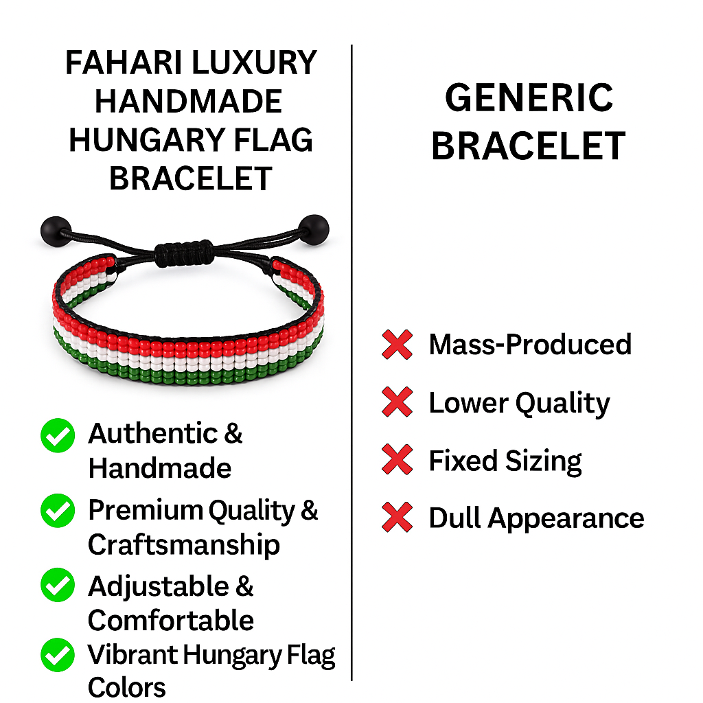 Hungary Flag Bracelet: Handmade Bracelet, Adjustable Beaded Wristband