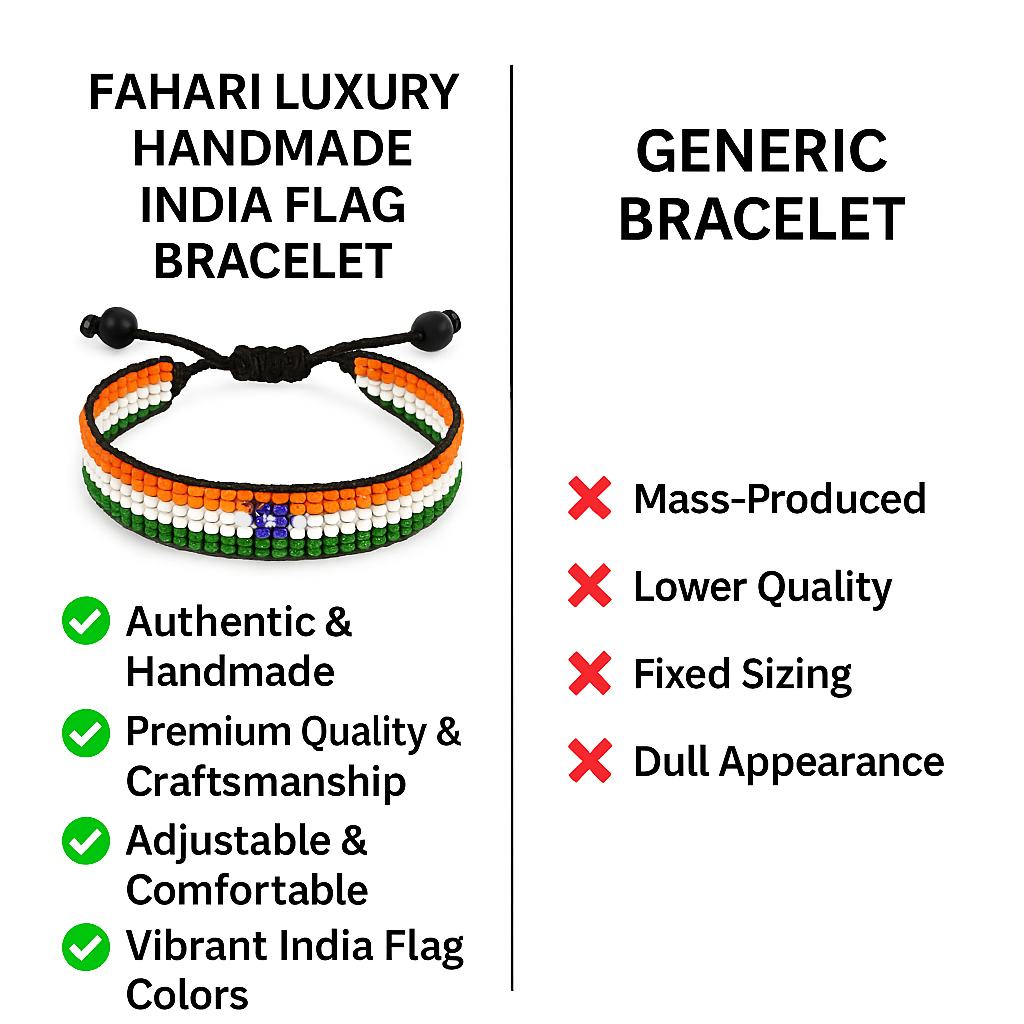 India Flag Bracelet:  Handmade Adjustable Beaded Wristband
