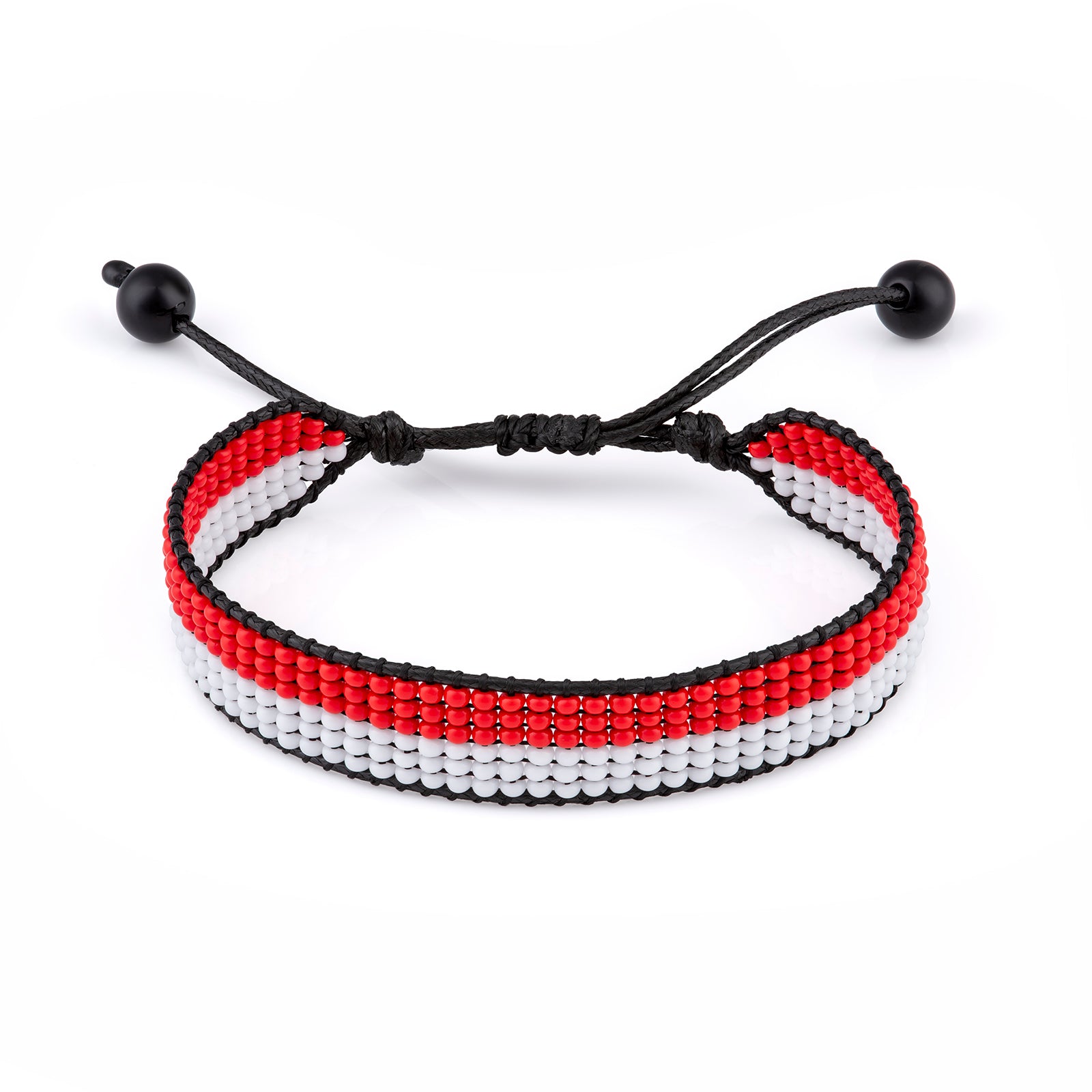 Indonesia Flag Bracelet: Handmade Adjustable Beaded Wristband