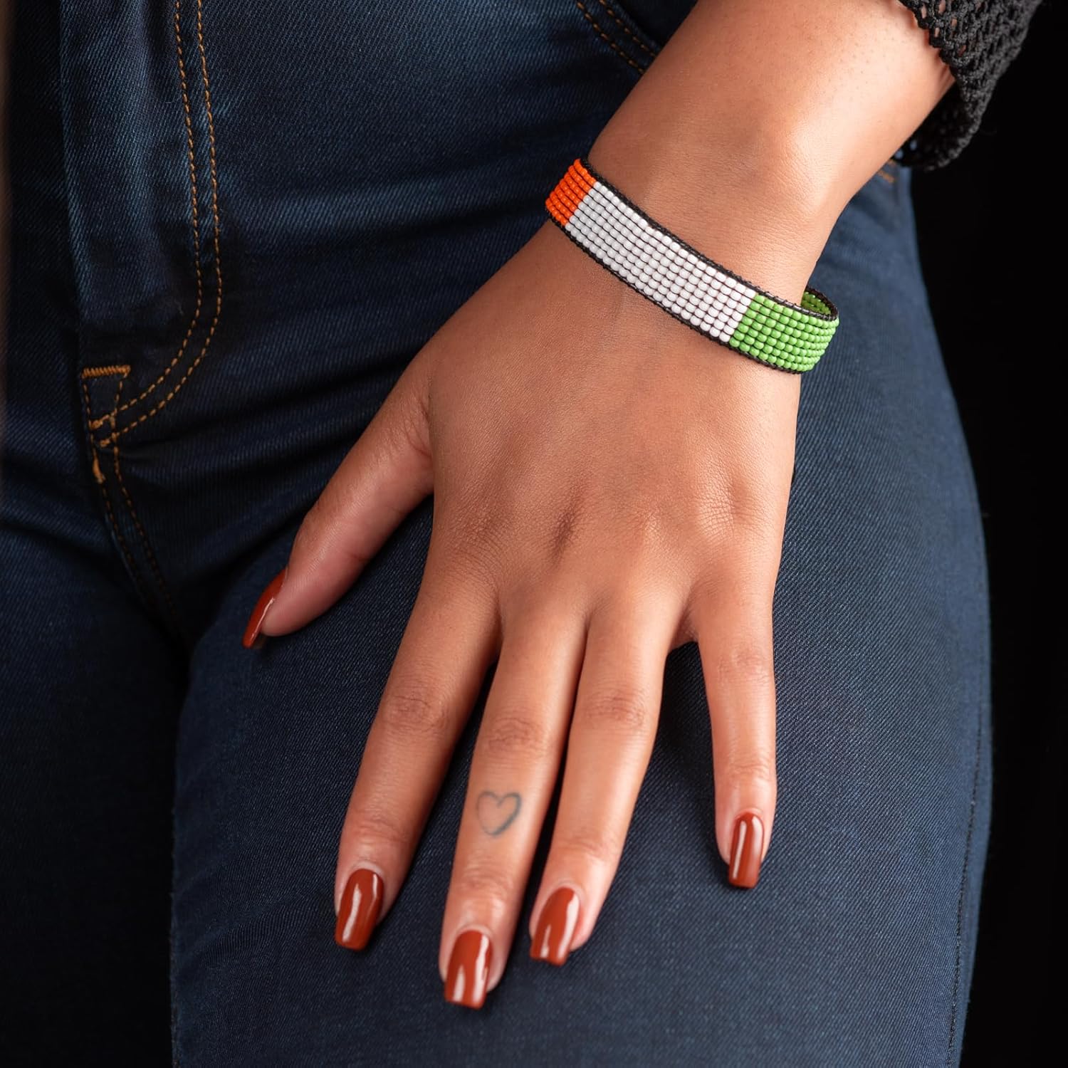 Ireland Flag Bracelet: Handmade Bracelet, Adjustable Beaded Wristband