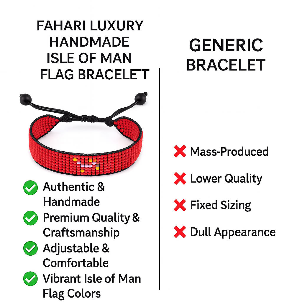 Isle of Man Flag Bracelet: Handmade, Adjustable Beaded Wristband