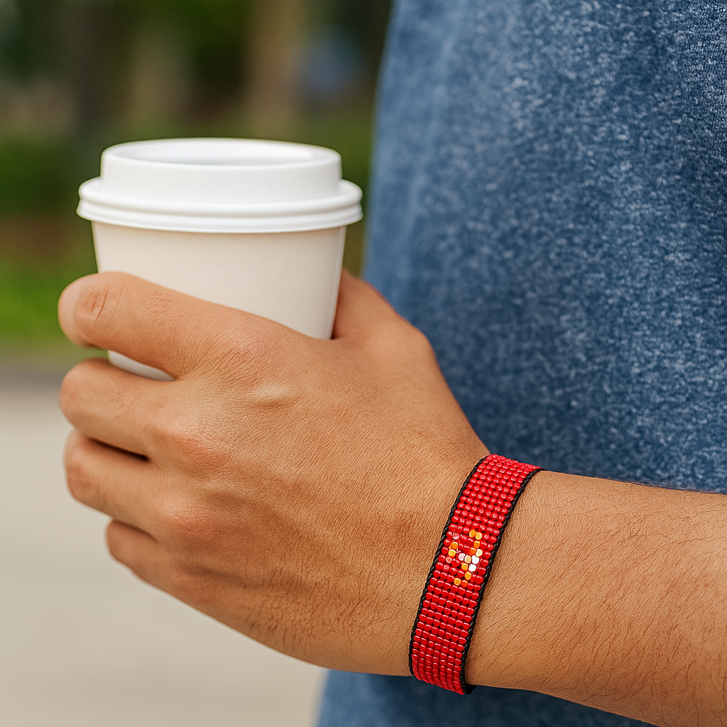 Isle of Man Flag Bracelet: Handmade, Adjustable Beaded Wristband