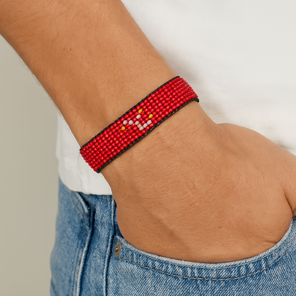 Isle of Man Flag Bracelet: Handmade, Adjustable Beaded Wristband