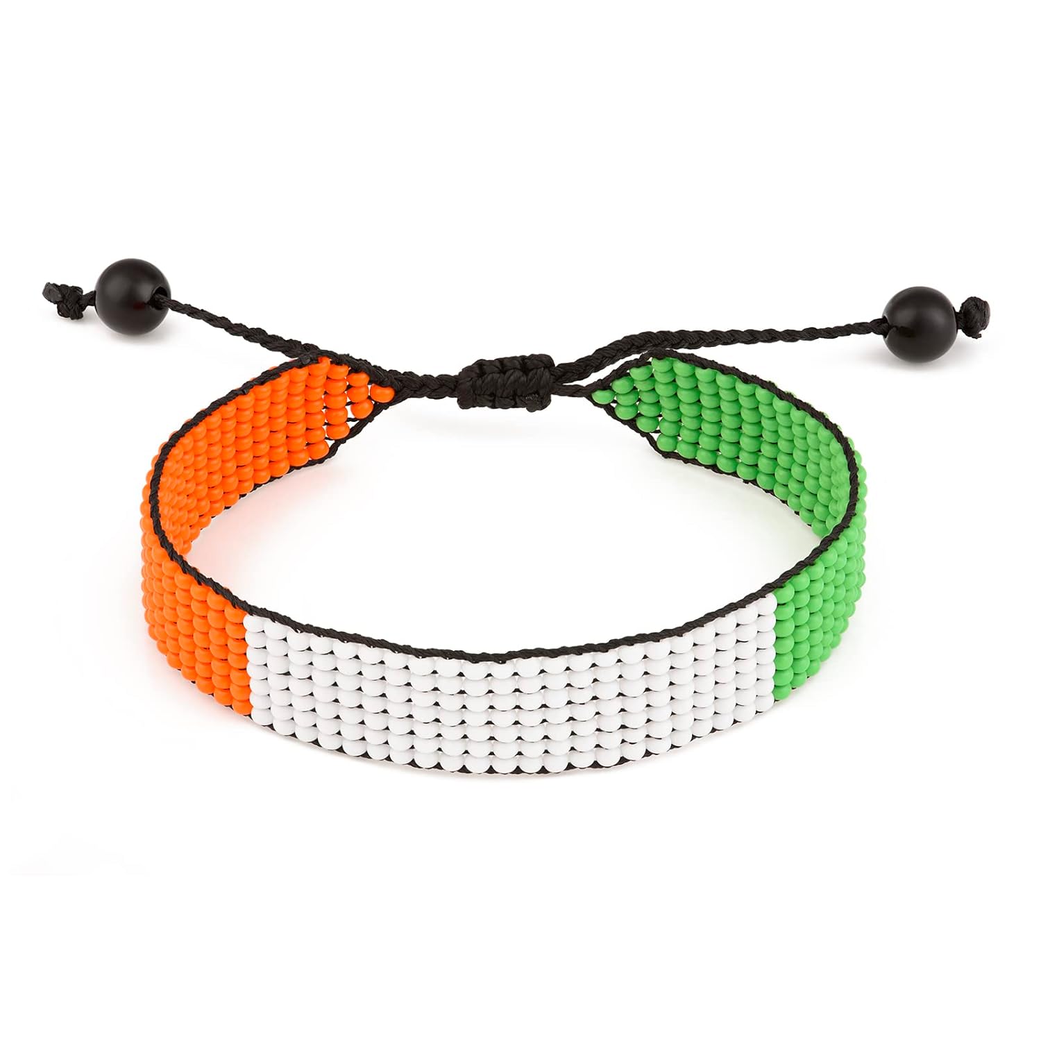 Ivory Coast Flag Bracelet: Handmade Bracelet, Adjustable Beaded Boho-Style Rope Bangle with Patriotic Design