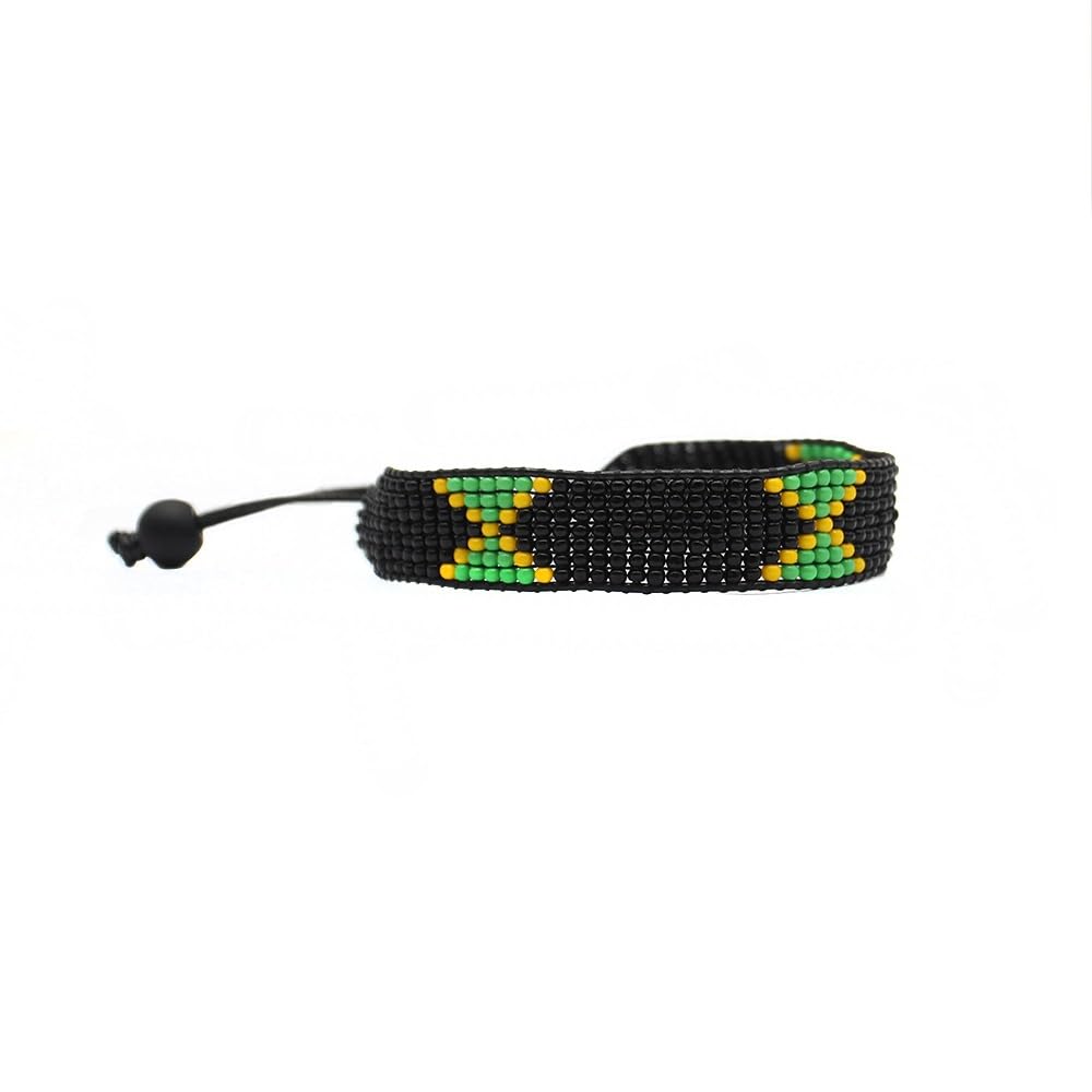 Jamaica Flag Bracelet: Handmade, Adjustable Beaded Wristband