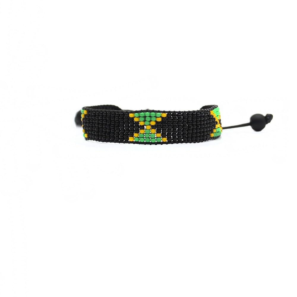 Jamaica Flag Bracelet: Handmade, Adjustable Beaded Wristband