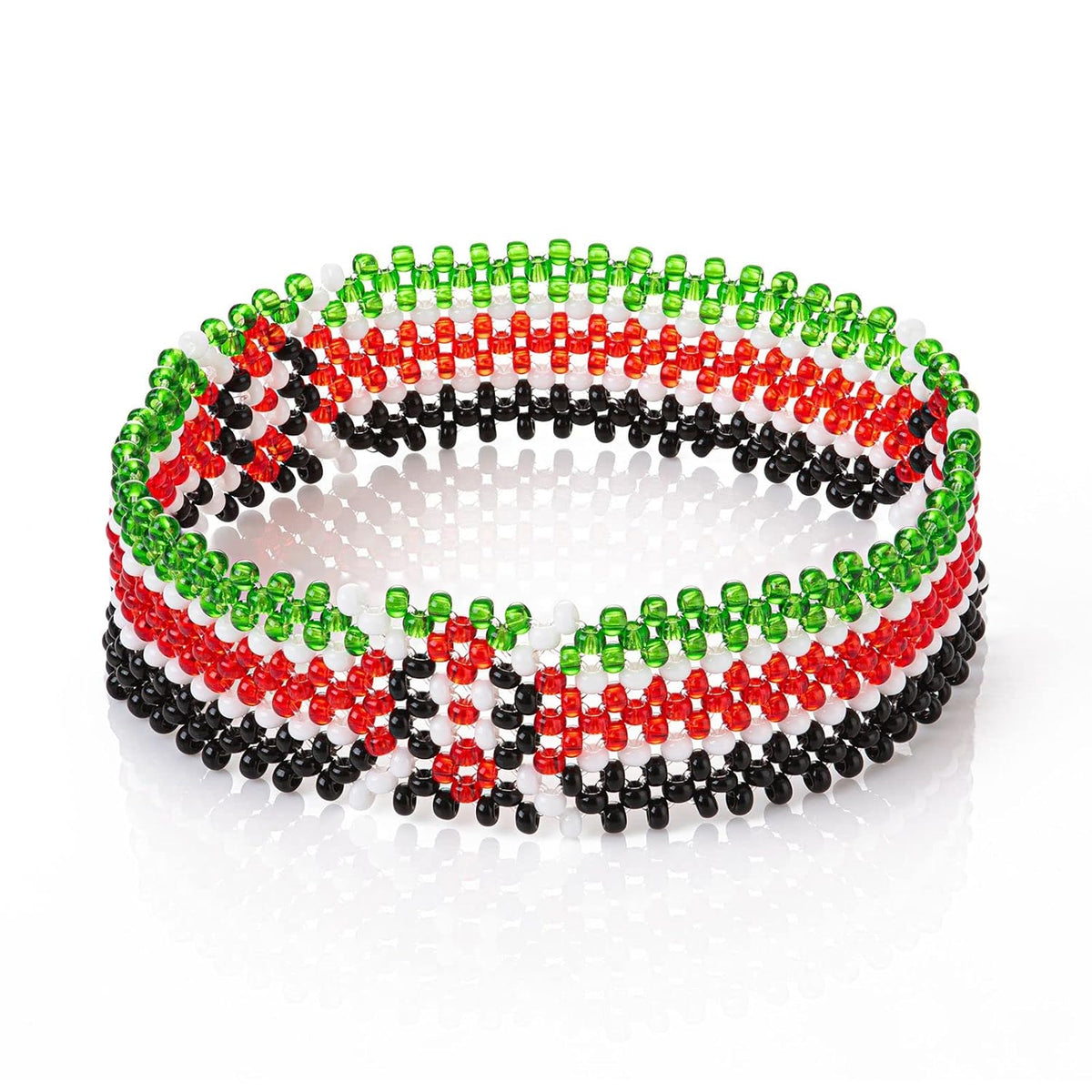 Beaded Kenya Bracelets for Men & Women - Non-Elastic Threaded Glass Beaded Bracelets -Handmade Waterproof Kenya Flag Beaded Bracelet