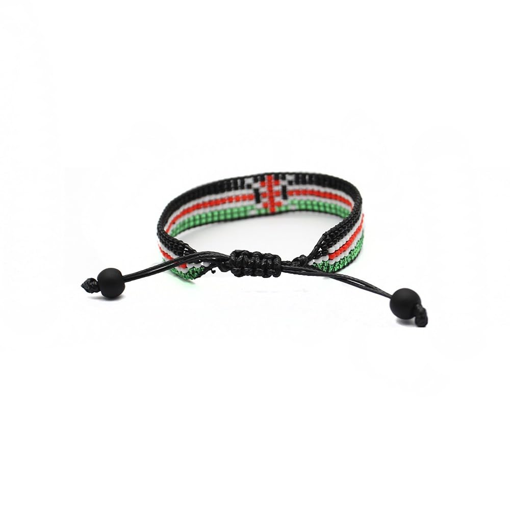 Kenya Flag Bracelet: Handmade Bracelet, Adjustable Beaded Boho-Style Rope Bangle with Patriotic Design