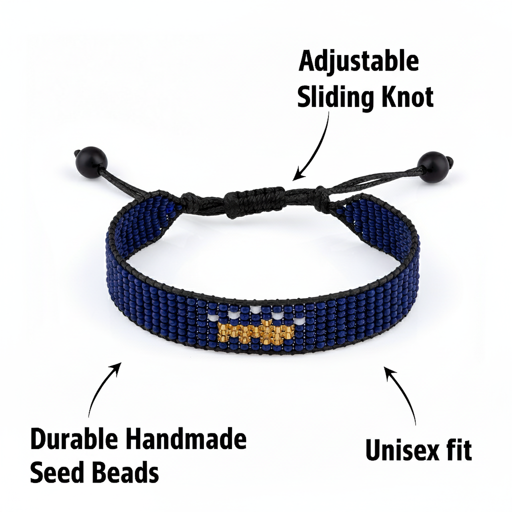 Kosovo Flag Bracelet: Adjustable, Unisex Boho Style Bracelet for Women & Men