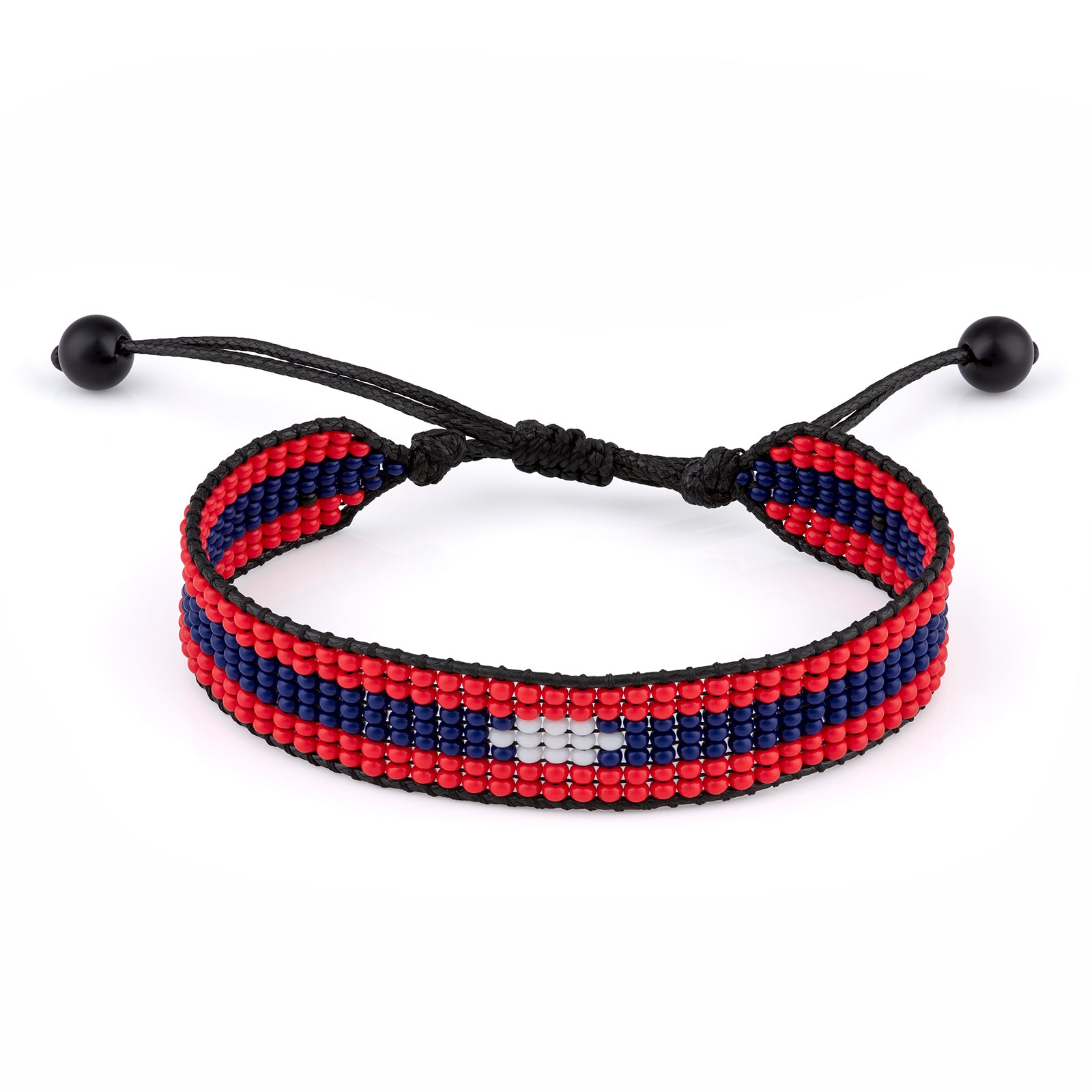 Laos (LPDR) Flag Bracelet: Adjustable, Handmade Uniosex Boho Style Jewelry