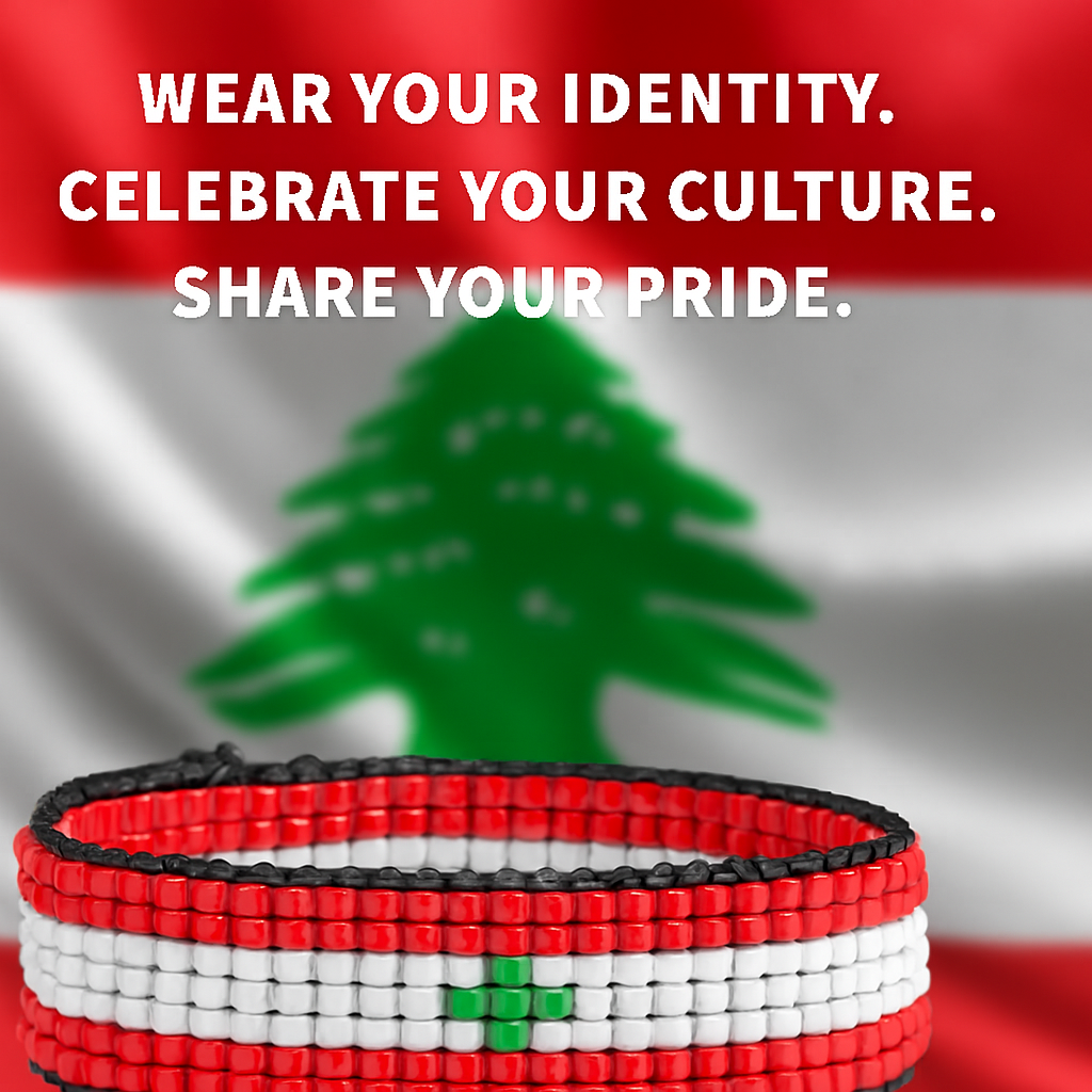 Lebanon Flag Bracelet: Handcrafted Adjustable String Unisex Patrotic Jewelry