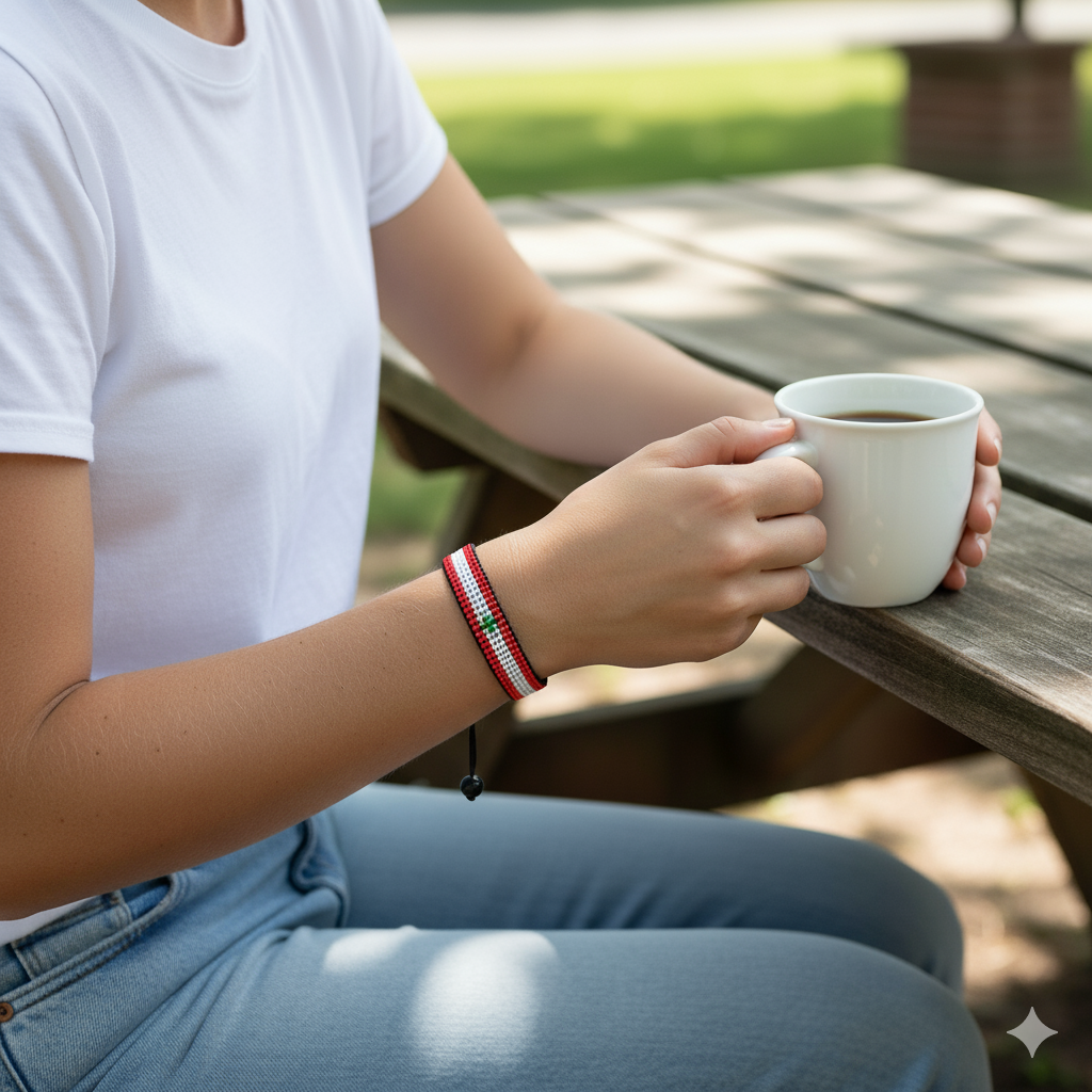 Lebanon Flag Bracelet: Handcrafted Adjustable String Unisex Patrotic Jewelry